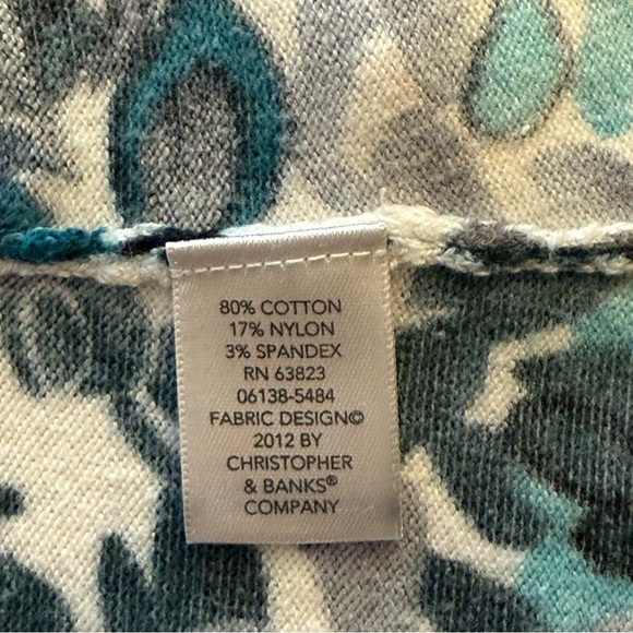 Christopher & Banks Womens Floral Open Front Cardigan Medium Gray Blue Office - Picture 5 of 9